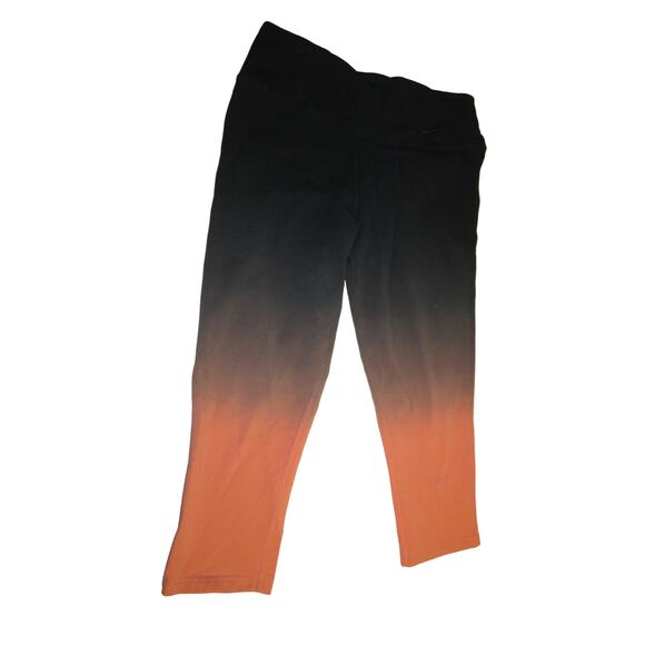 Nike Dri-FIT Ombre Black Orange Gradient Capri Leggings Women’s Small - Picture 2 of 8